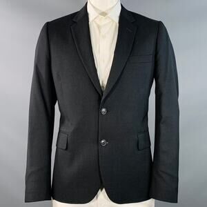 PAUL SMITH Size 44 Regular Soho Black Twill Wool Notch Lapel Sport Coat